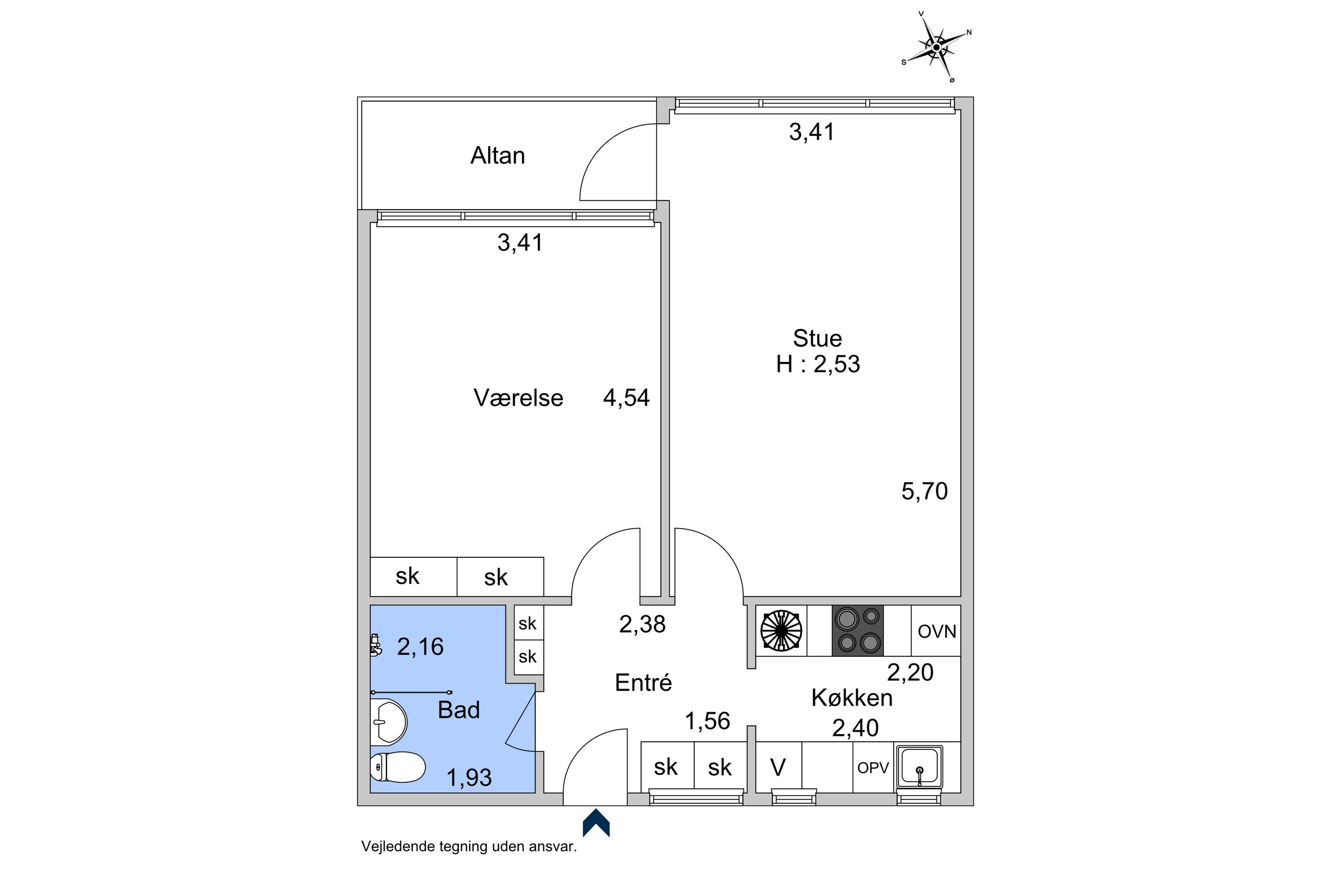 Borgergade 26, 3. 2, København K - Plantegning