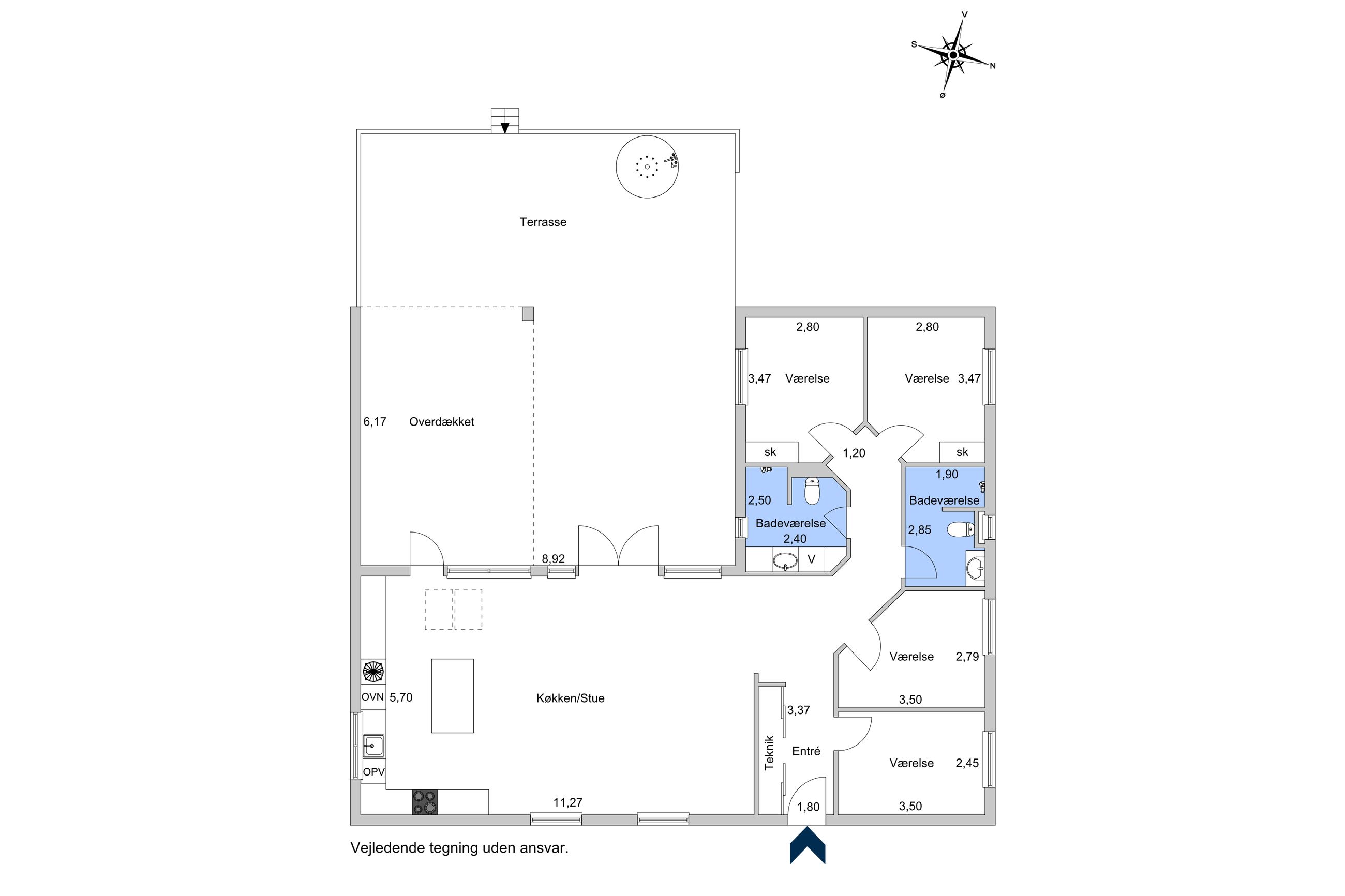 Koglevej 1B, Nykøbing Sj - Plantegning