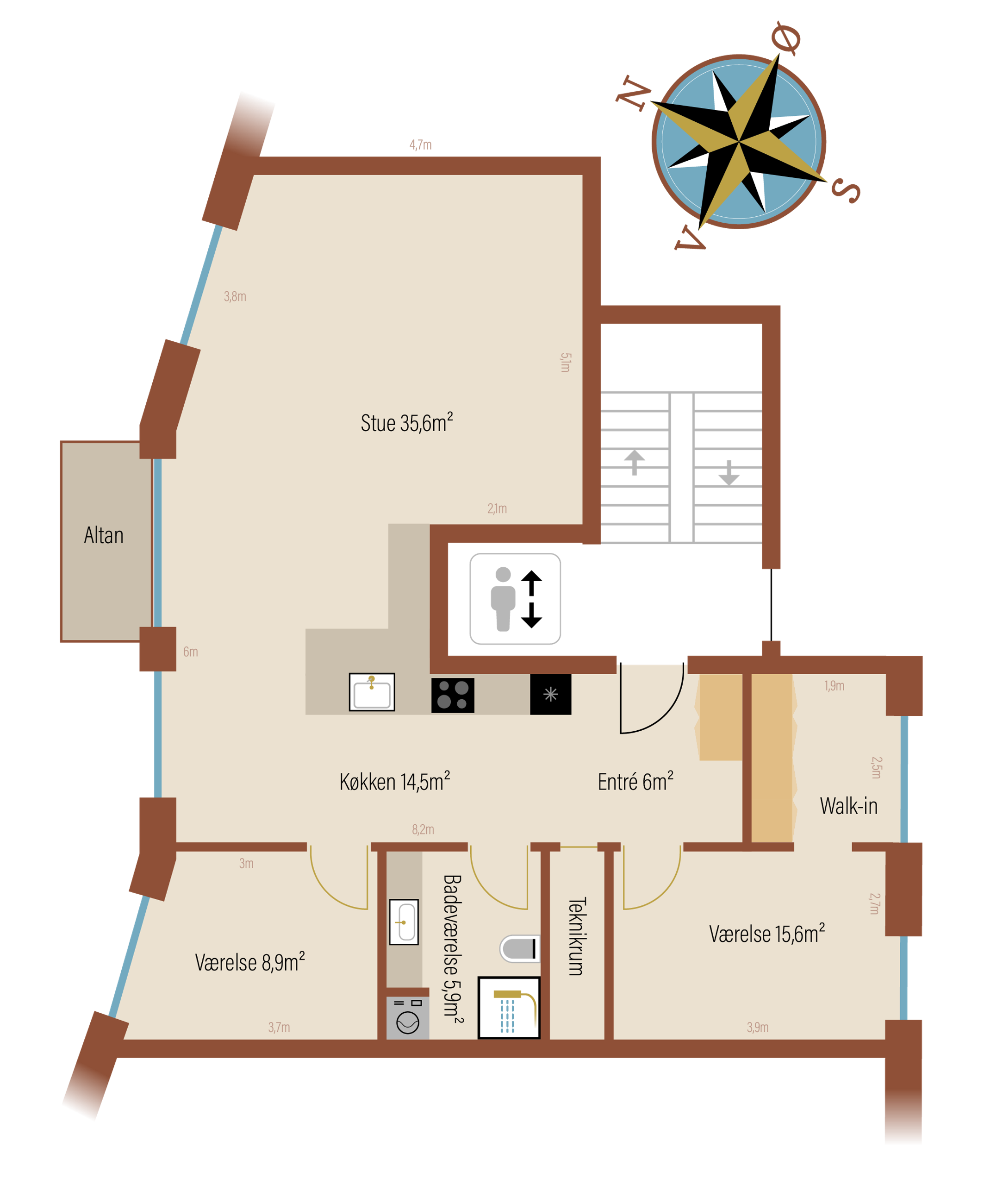 Sophie Brahes Gade 4A, 1. tv, Helsingør - Plantegning