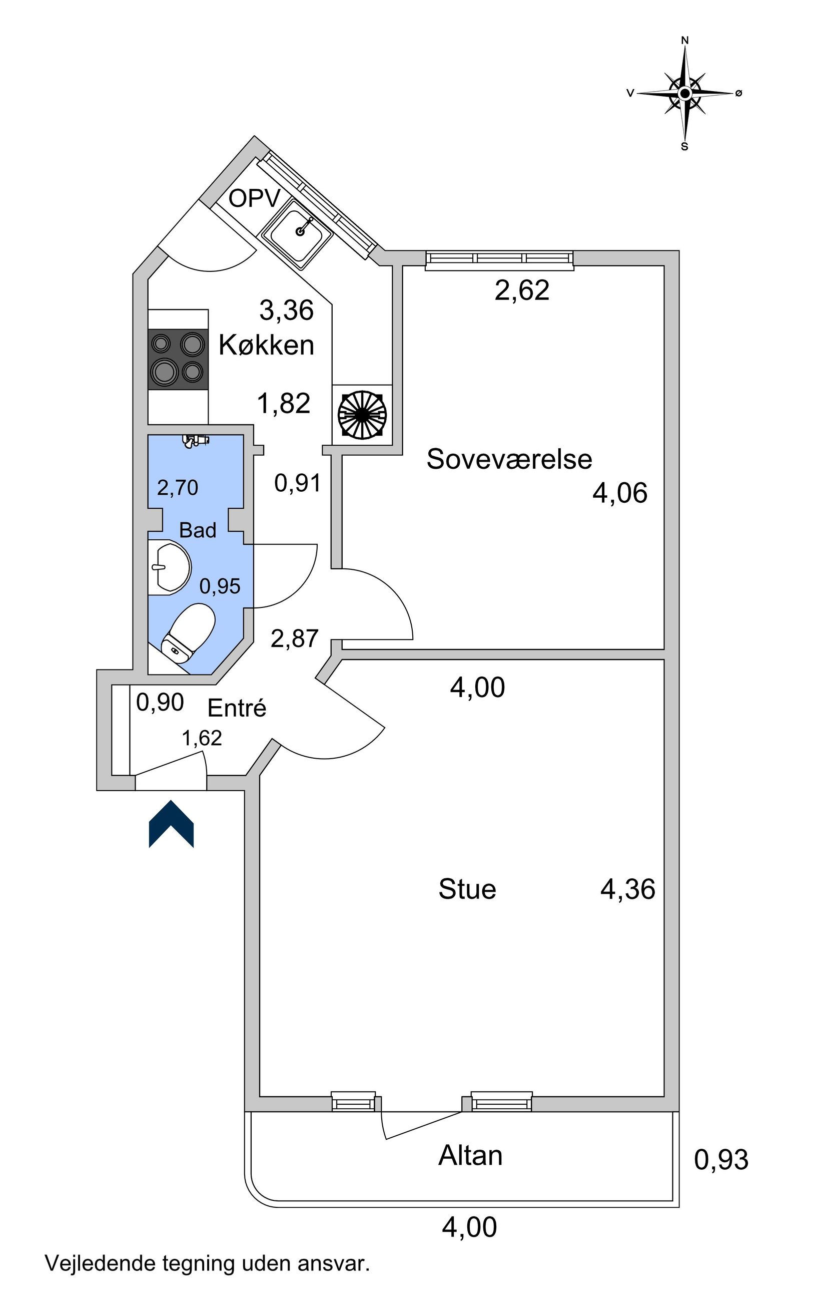 Koldinggade  37, 2. TH, København Ø - Plantegning