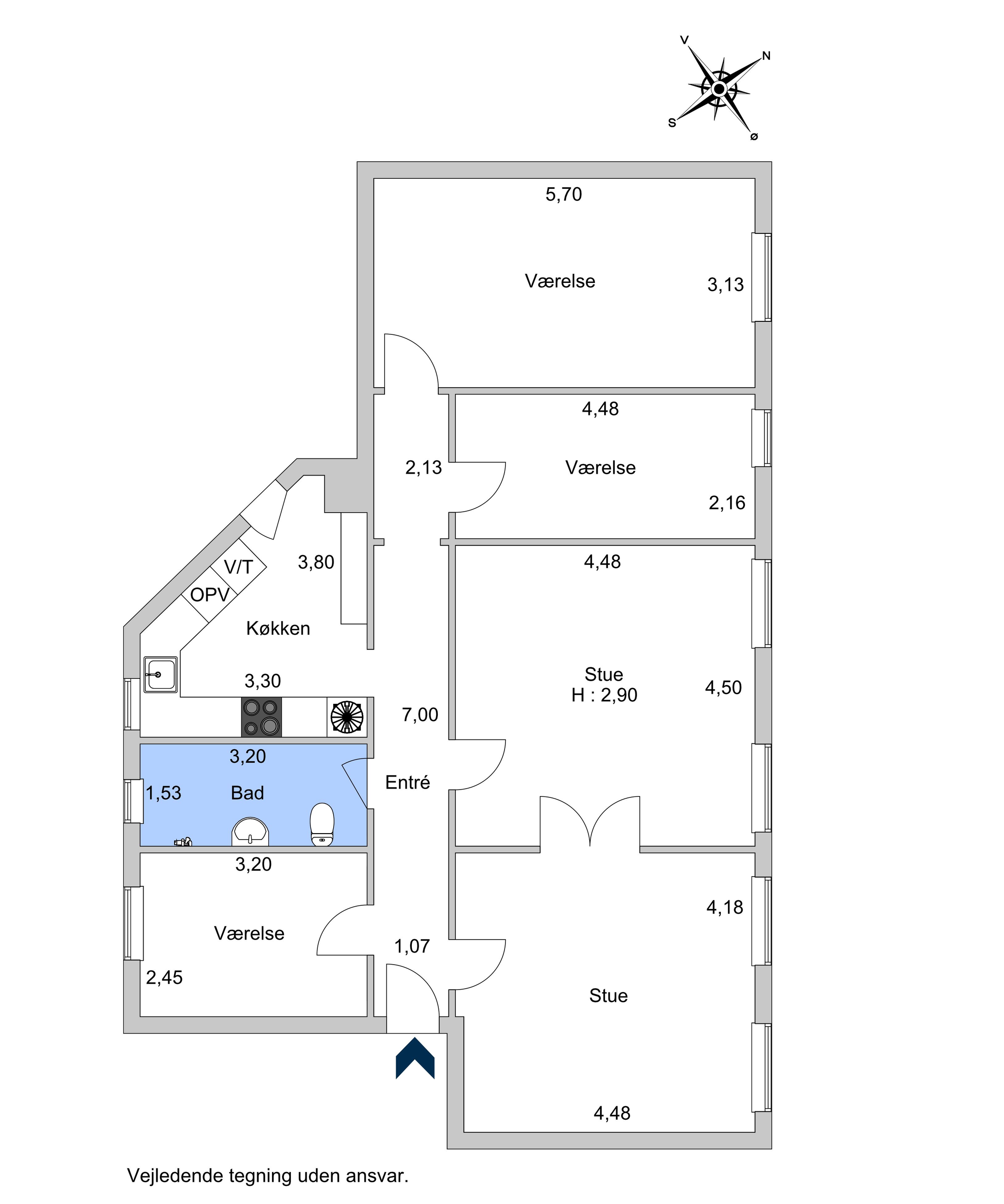 Frederiksborggade 31, 2. tv, København K - Plantegning