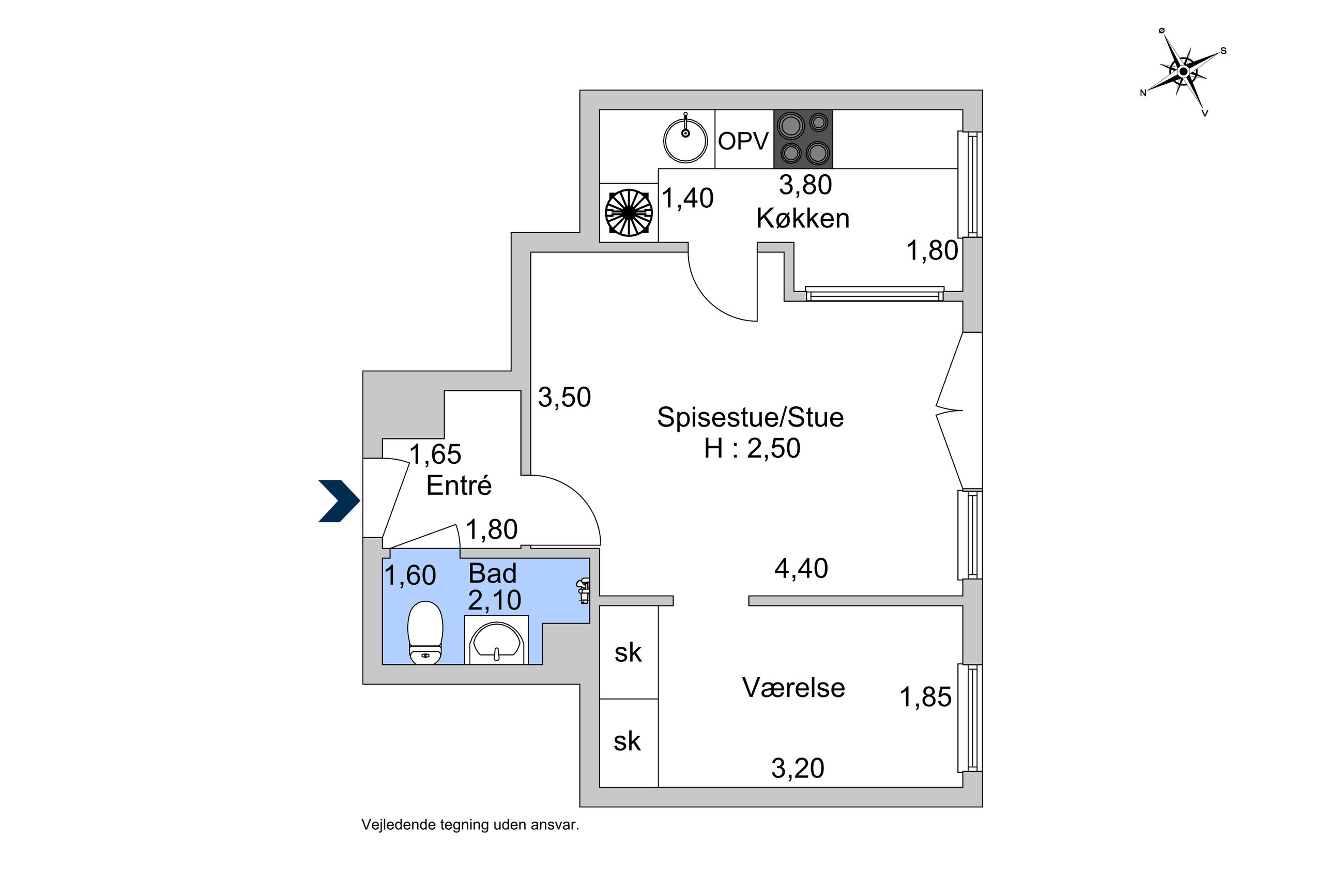 Sølvgade 17, 1. mf, København K - Plantegning