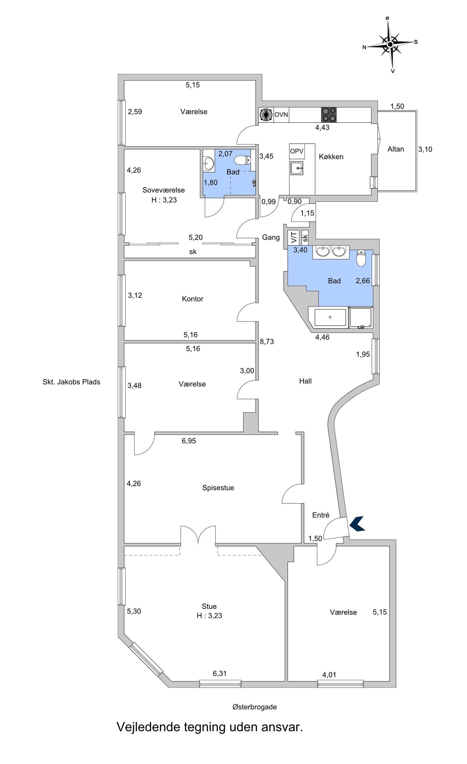 Østerbrogade 106, 4. th, København Ø - Plantegning