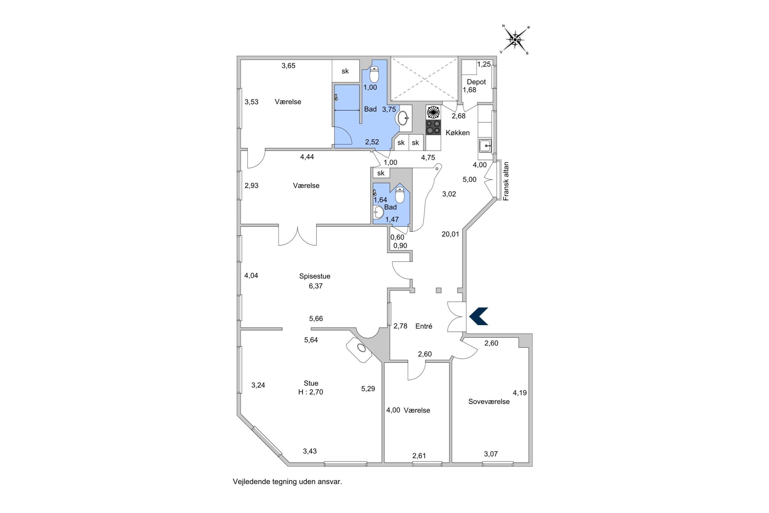 Sølvgade 104, st. tv, København K - Plantegning