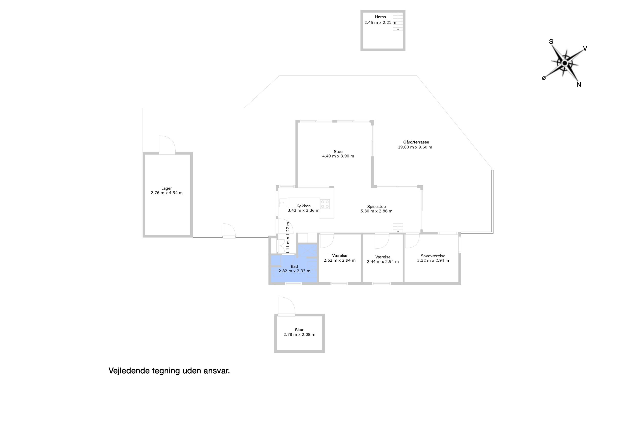 Enevej 9, Hornbæk - Plantegning