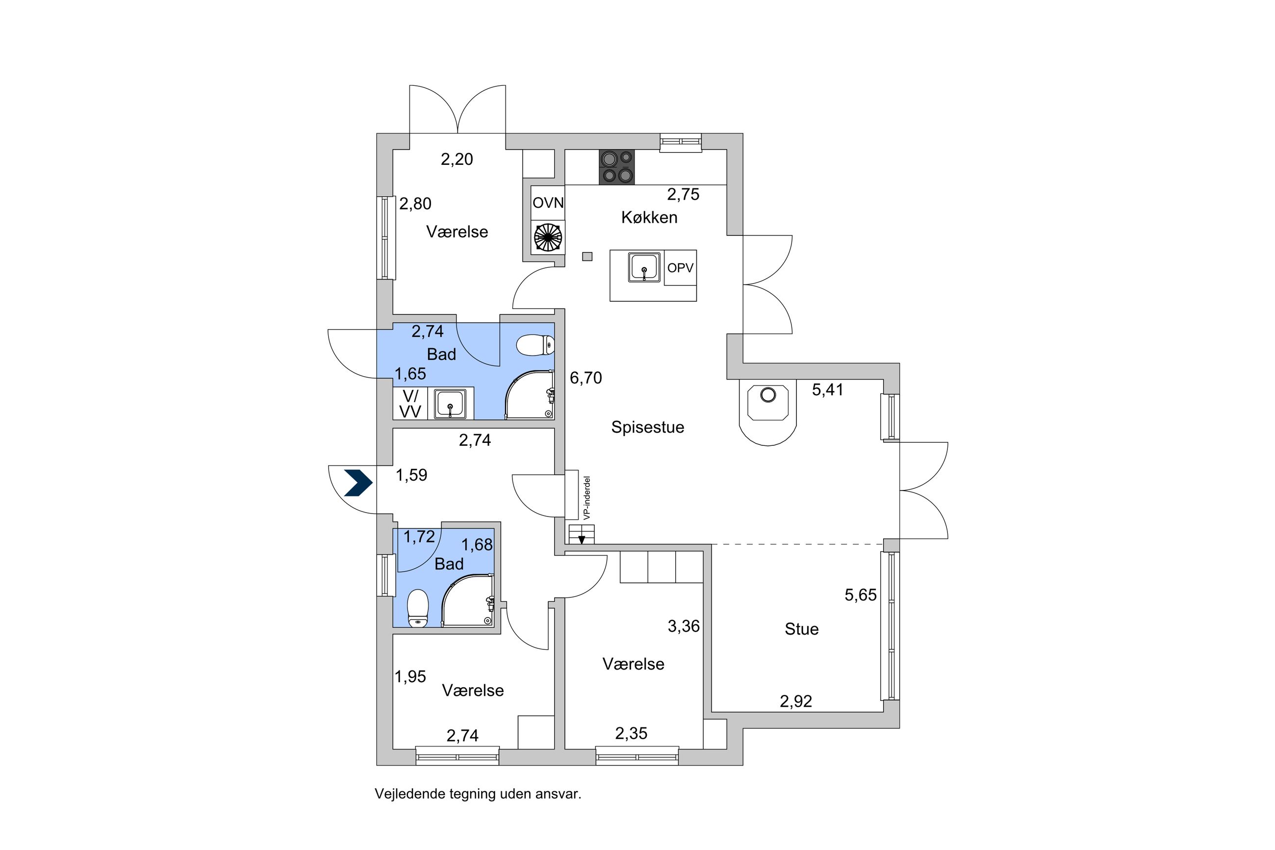 Troldgårdsvej 11, Hønsinge L, Vig - Plantegning