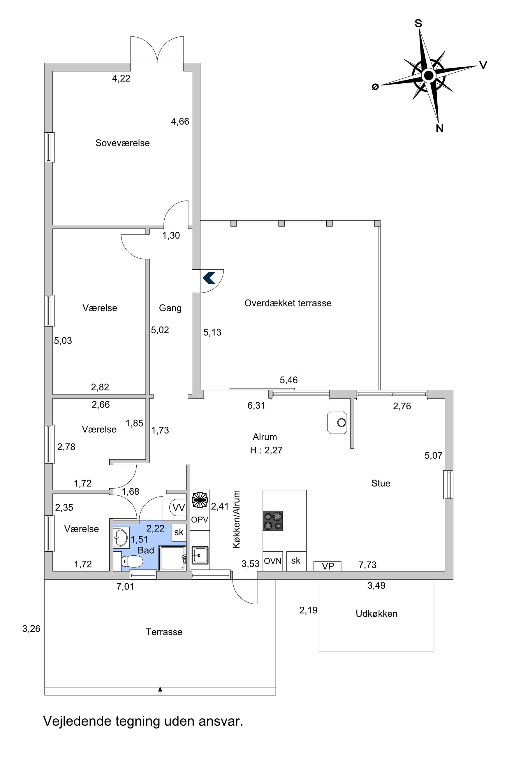Drosselvej 5, Gershøj, Kirke Hyllinge - Plantegning