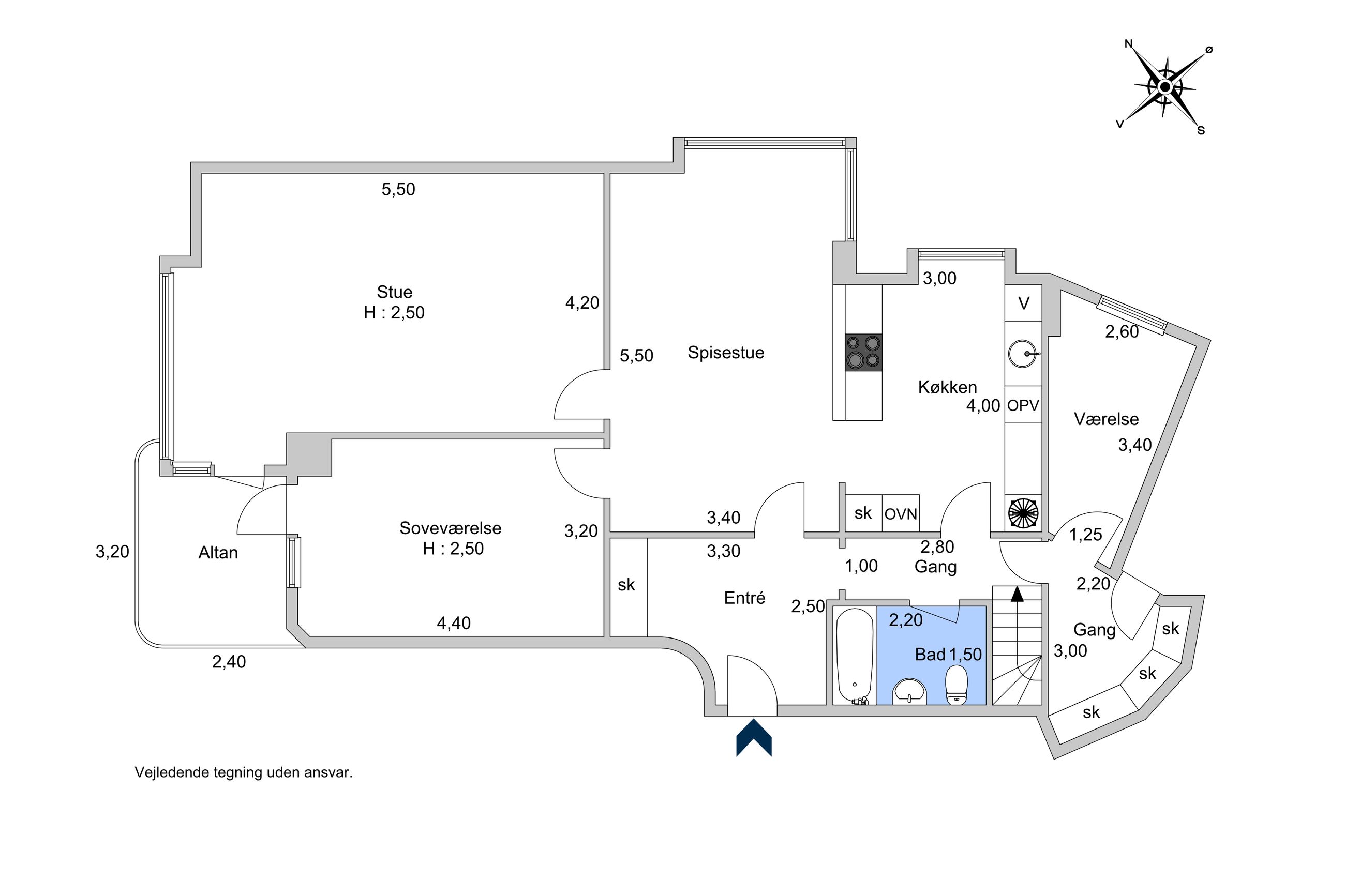 Vester Søgade 78, 2. 4, København V - Plantegning