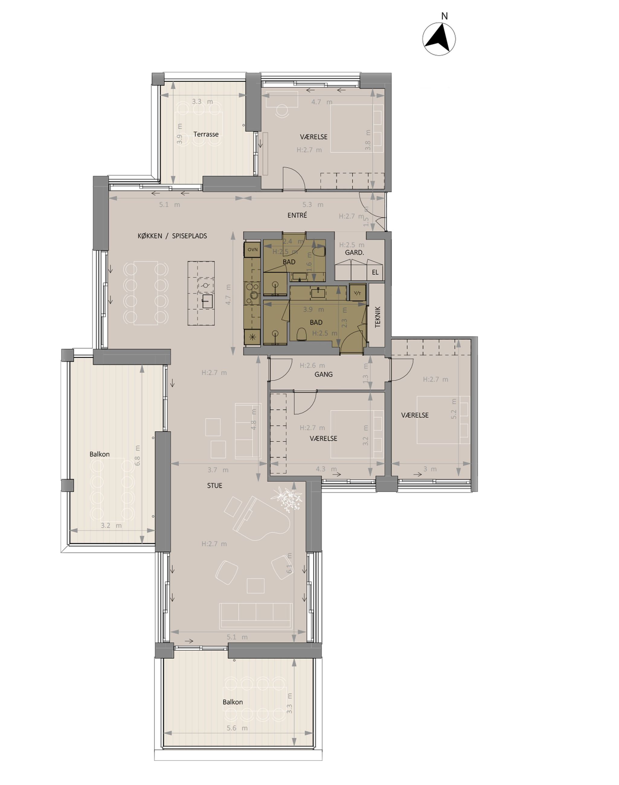 Tuborg Havnepark 28, 1. th, Hellerup - Plantegning