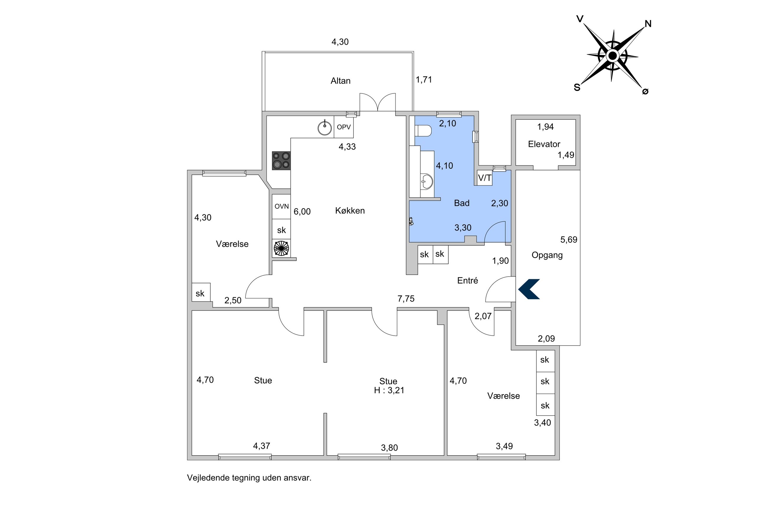 H.C. Andersens Boulevard 40A, 2. th, København V - Plantegning